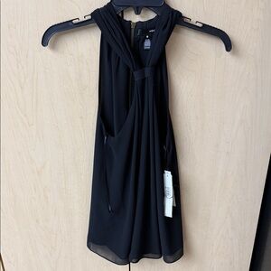 Aqua Black Chiffon Halter Tie-Front Top